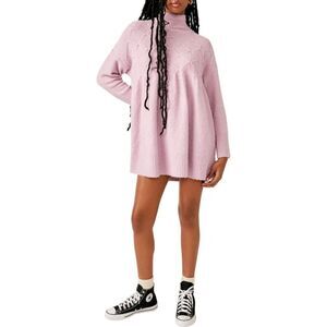 Free People Jaci Long Sleeve Mock Neck Sweater Dress Tunic Lavender Size Small